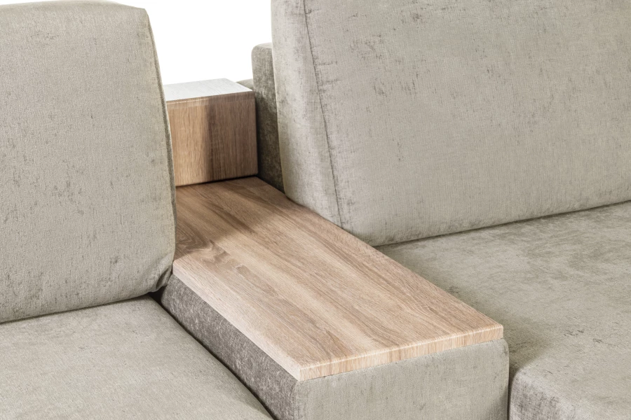 Диван-кровать Тенериф 2, велюровый, раскладной, песочный шенилл, 334х156х93 см (изображение №4)