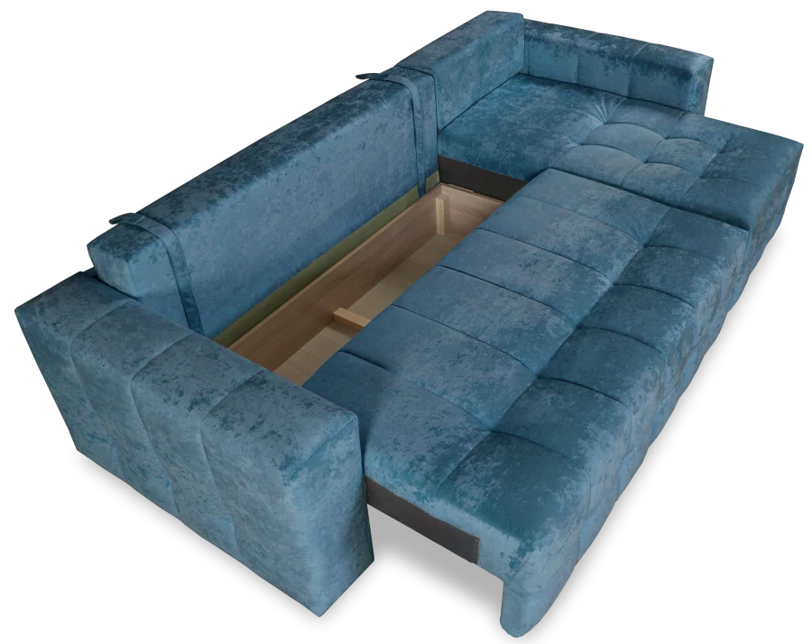 Угловой диван-кровать Реал, светло-синий,  228х160х97 см (изображение №7)