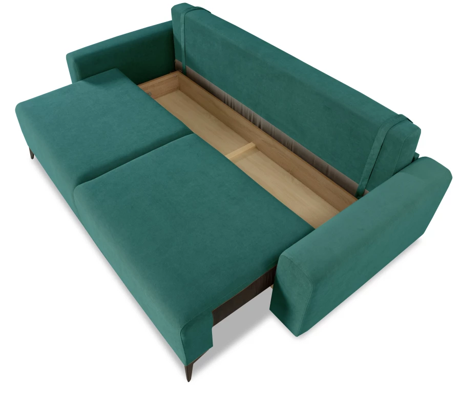 Диван-кровать Халиф велюровый, механизм Еврокнижка, бирюзовый, 241х105х98 см (изображение №7)