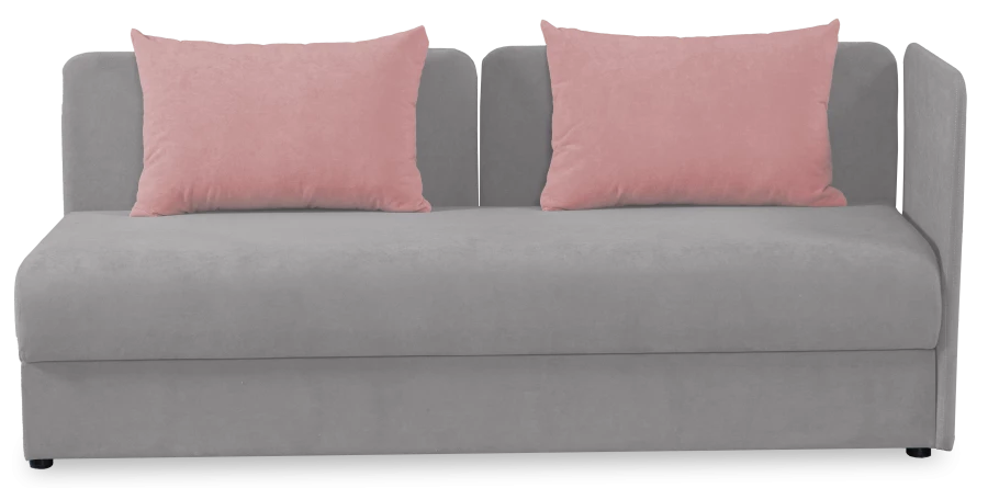 Диван-кровать Орлеан велюровый, раскладной, с ящиком для белья, механизм Книжка, бледно-розовый велюр, 198х88х81 см (изображение №4)