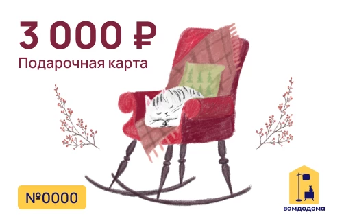 Подарочная карта на 3 000 руб. (дизайн Уютный кот) (изображение №1)