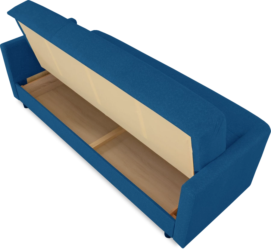 Диван-кровать Квин с ящиком для белья,  синий велюр, 216х84х85 см (изображение №7)