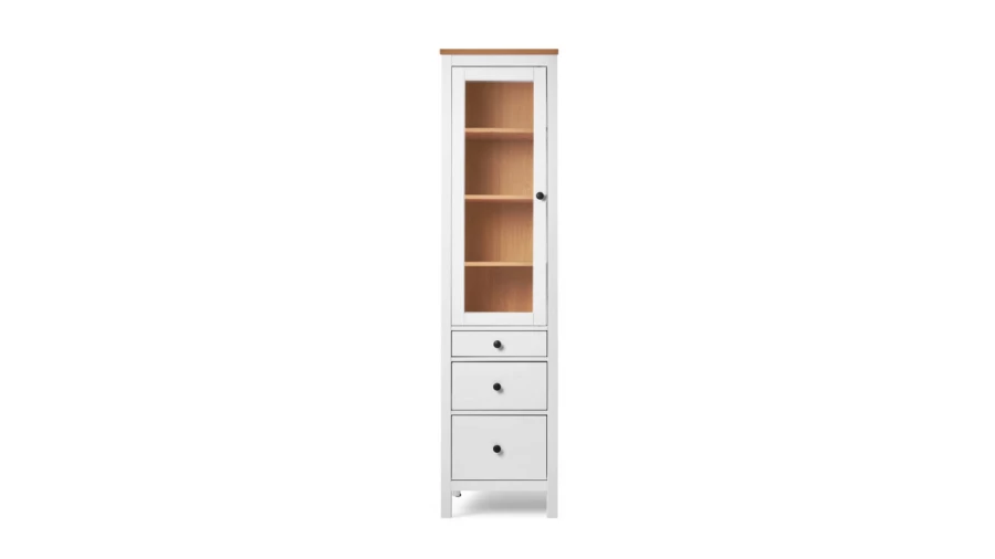 Шкаф-витрина 3 ящика - аналог IKEA HEMNES / ХЕМНЭС/ ХЕМНЕС / КЫМОР / ИКЕА 49х198х37 см, белый/светло-коричневый (изображение №2)