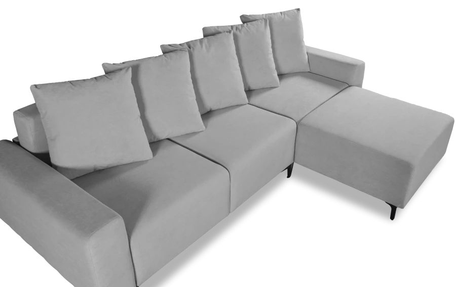 Угловой диван-кровать Халиф, светло серый велюр 261х102х96 см (изображение №6)