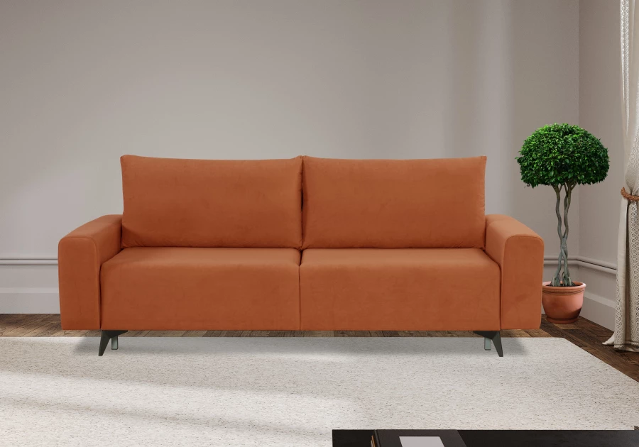 Диван-кровать Халиф велюровый, механизм Еврокнижка, терракотовый, 241х105х98 см (изображение №10)