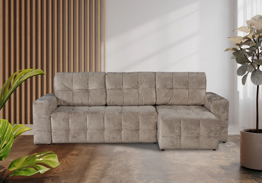 Угловой диван-кровать Реал, бежевый, 228х160х97 см (изображение №10)