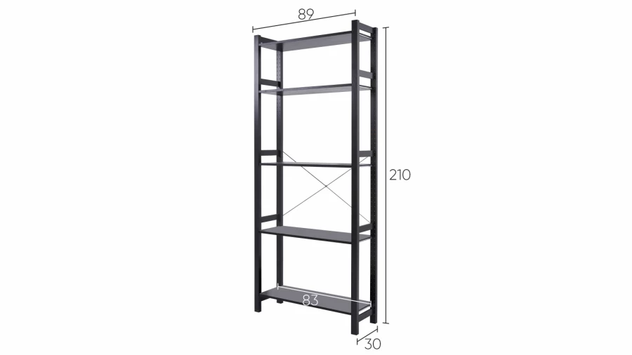 Стеллаж 5 полок - аналог IKEA/IVAR/ИВАР/УДОРА/ ИКЕА,  89x210x30см, черный (изображение №5)