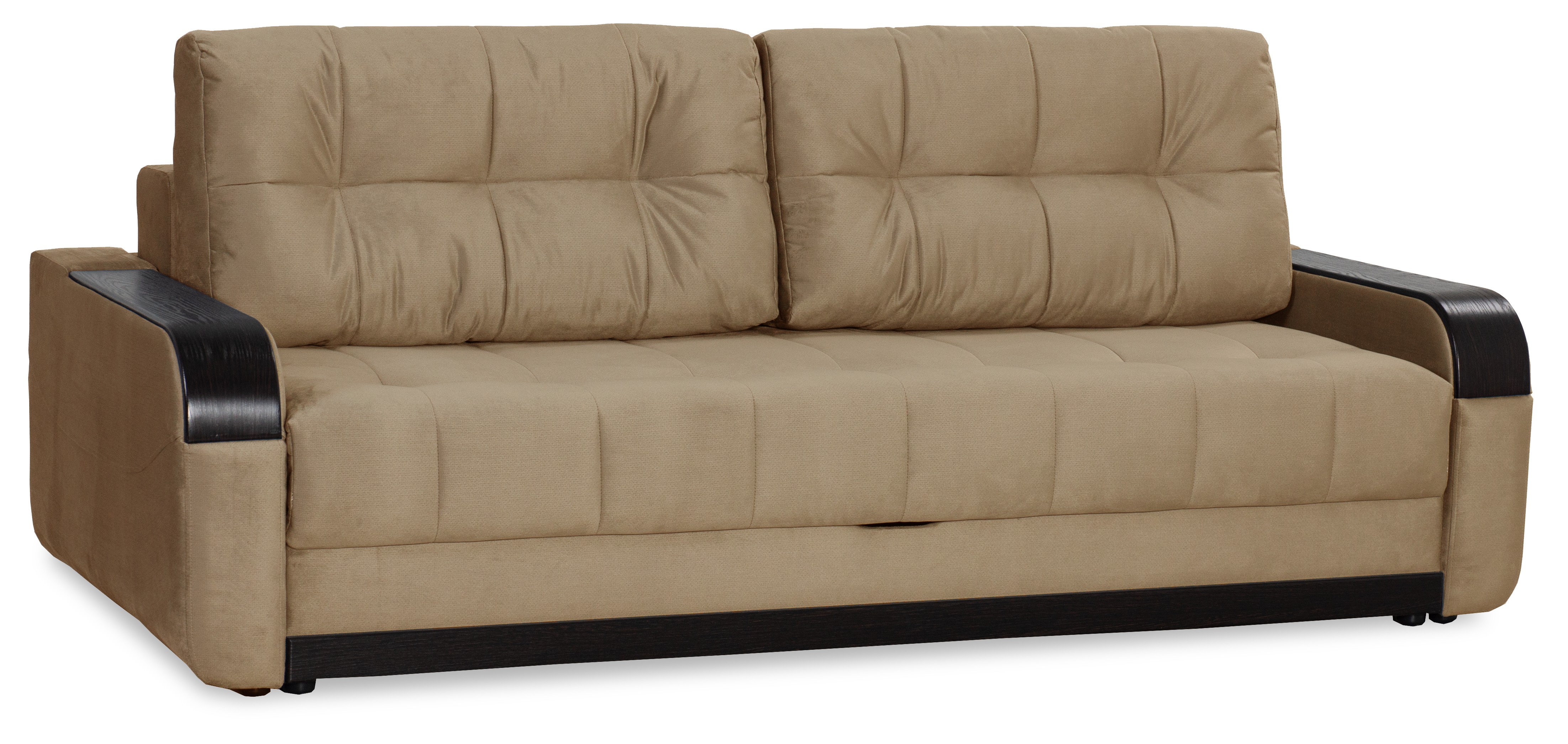 Диван-кровать Татьяна 5 БД Optima велюровый, раскладной, с ящиком для белья, механизм Еврокнижка,  бежевый велюр, 234х117х100см