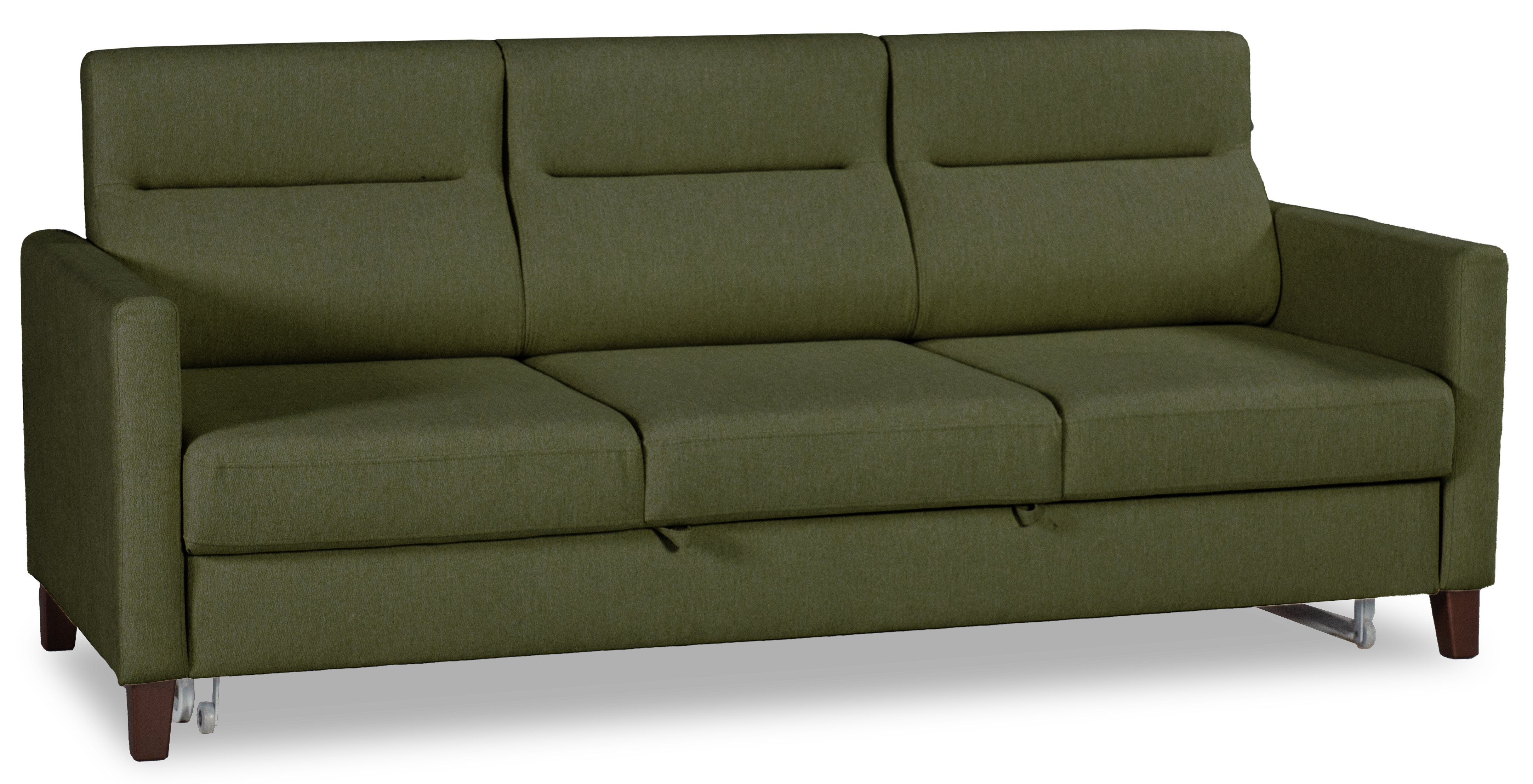 Прямой диван-кровать Марсель, велюровый, темно-зеленый, 223х90х99 см