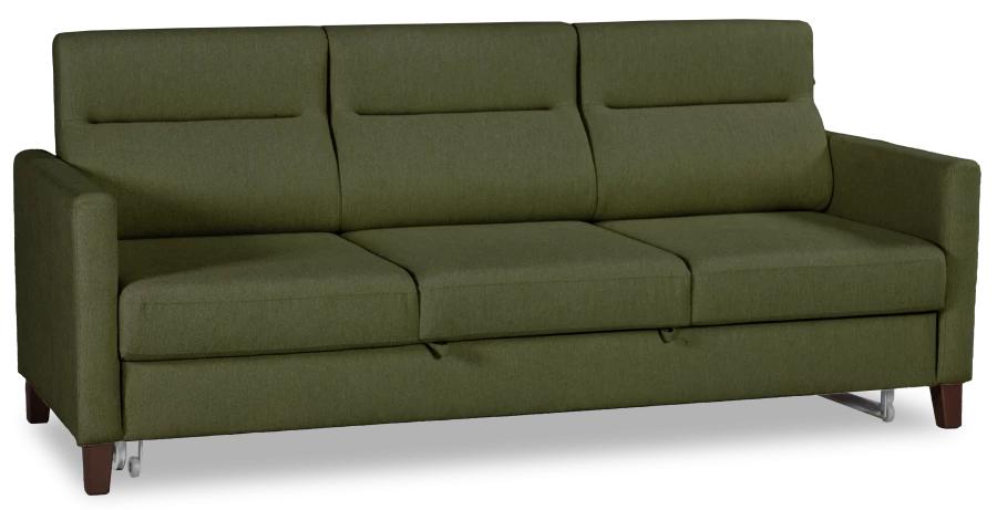 Прямой диван-кровать Марсель, велюровый, темно-зеленый, 223х90х99 см (изображение №1)