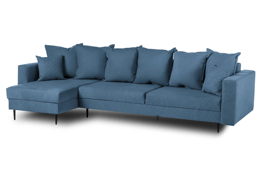 Диван-кровать Тенериф 3 прямой, велюровый, раскладной, синий, 312х157х90 см. (изображение №4)