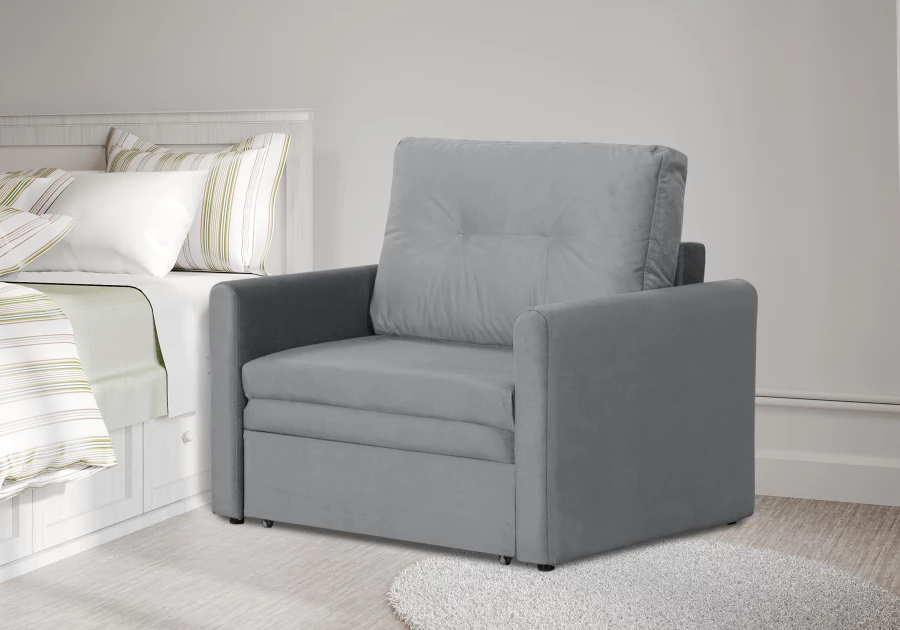 Прямой диван-кровать Юнат 2, раскладной, серый, 106х87х94 см (изображение №11)