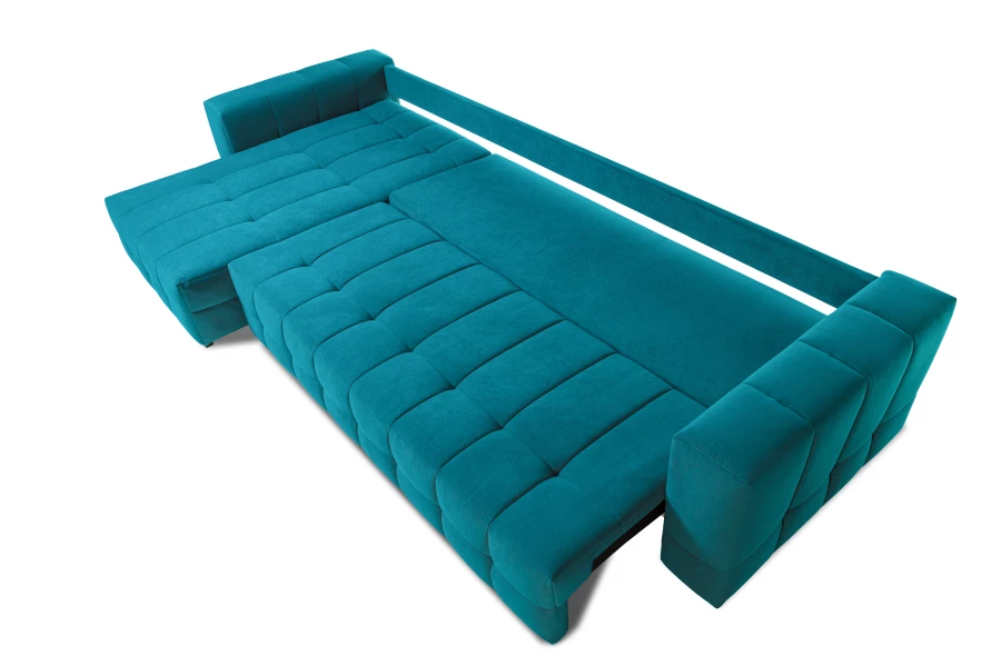 Диван-кровать Реал 2, велюровый, раскладной, бирюзовый велюр, 350х180х90 см (изображение №8)