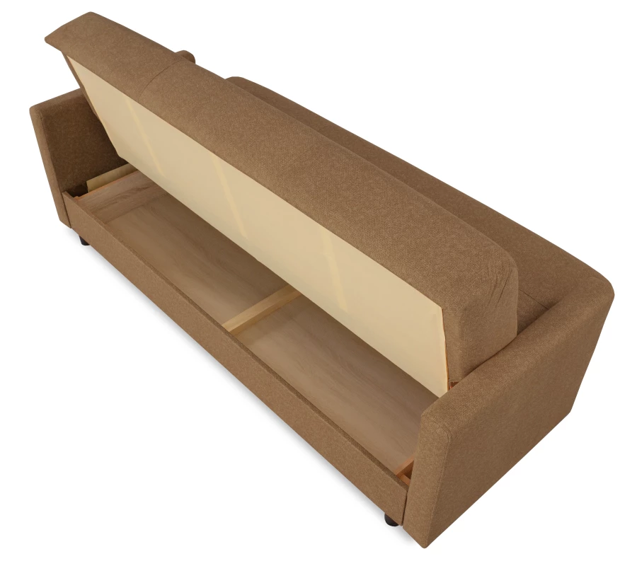 Диван-кровать Квин, раскладной, с ящиком для белья,  коричневый-велюр, 216х84х85 см (изображение №7)