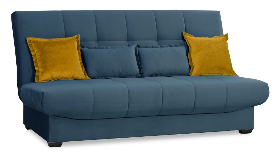 Прямой диван-кровать Аккорд, велюровый, раскладной, темно-синий, 192х100х95 см (изображение №3)