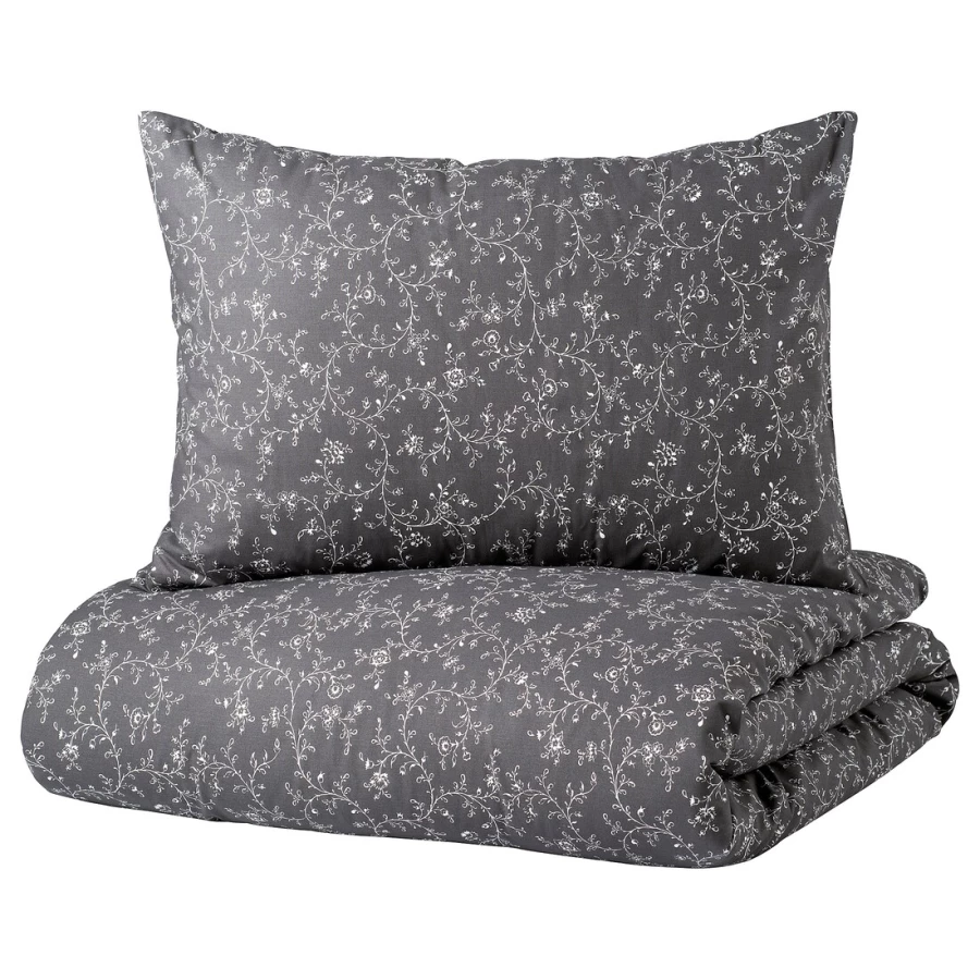 Пододеяльник и наволочка - аналог IKEA KOPPARRANKA, 150х200, 50х70, серый (изображение №1)