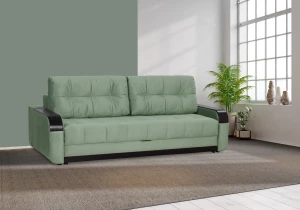 Второе фото. Диван-кровать Татьяна 5 БД Optima велюровый, раскладной, с ящиком для белья/ механизм Еврокнижка, мятный велюр, 234х117х100см