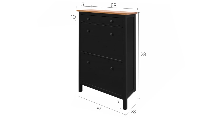 Обувница - аналог IKEA HEMNES / ХЕМНЭС/ ХЕМНЕС / КЫМОР / ИКЕА 89х127x30 см, черный/светло-коричневый (изображение №5)