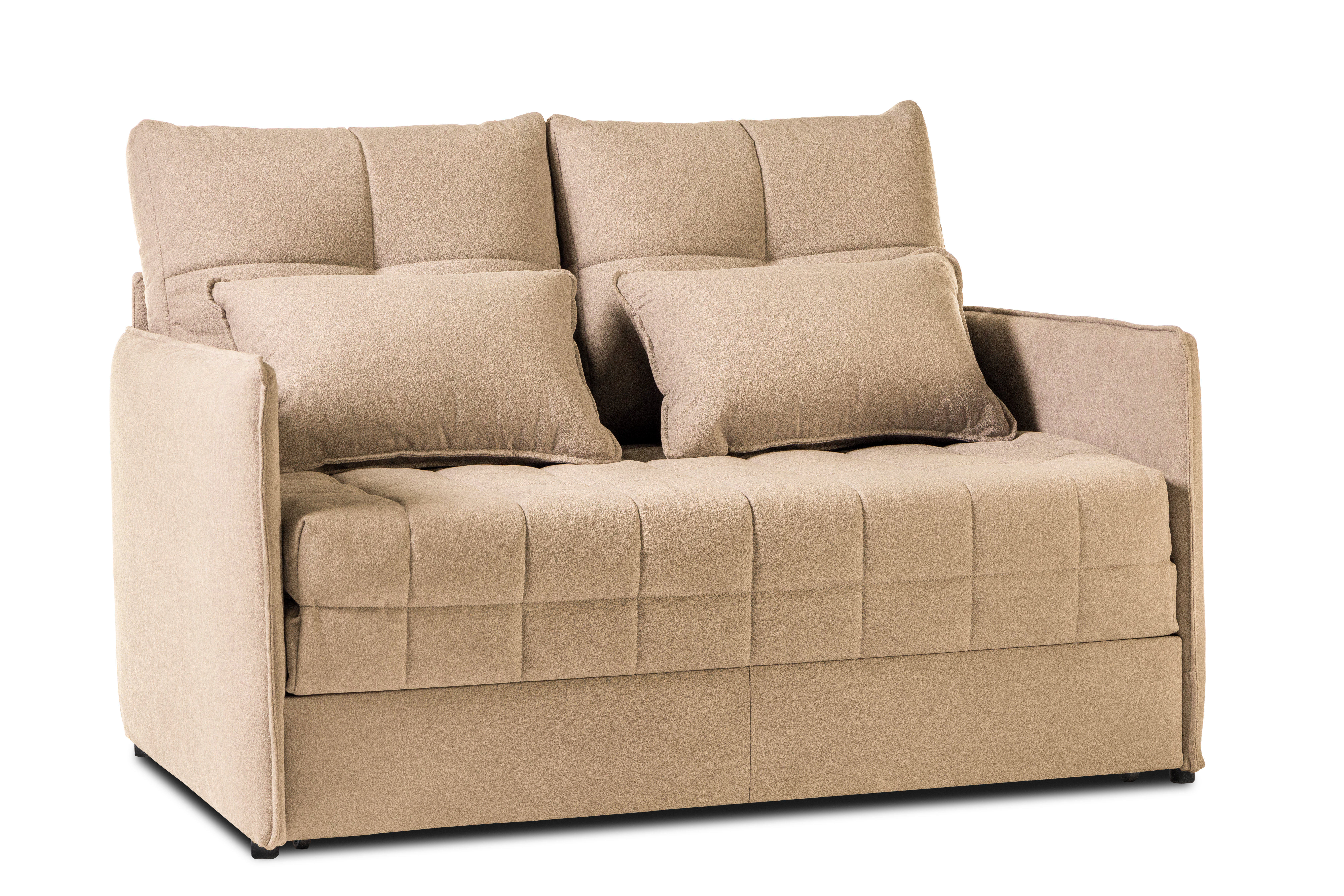 Диван-кровать Панда, велюровый, раскладной, бежевый, 145х101х100 см