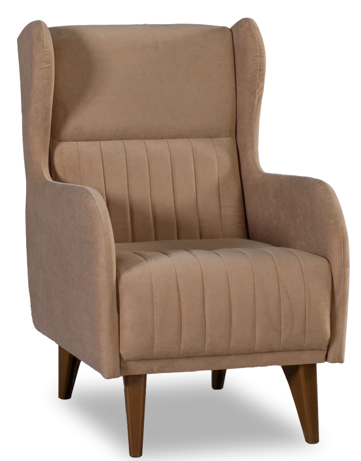 Кресло мягкое Градара, велюр, анатомическое, бежево-коричневый, 66х84х102 см (изображение №1)