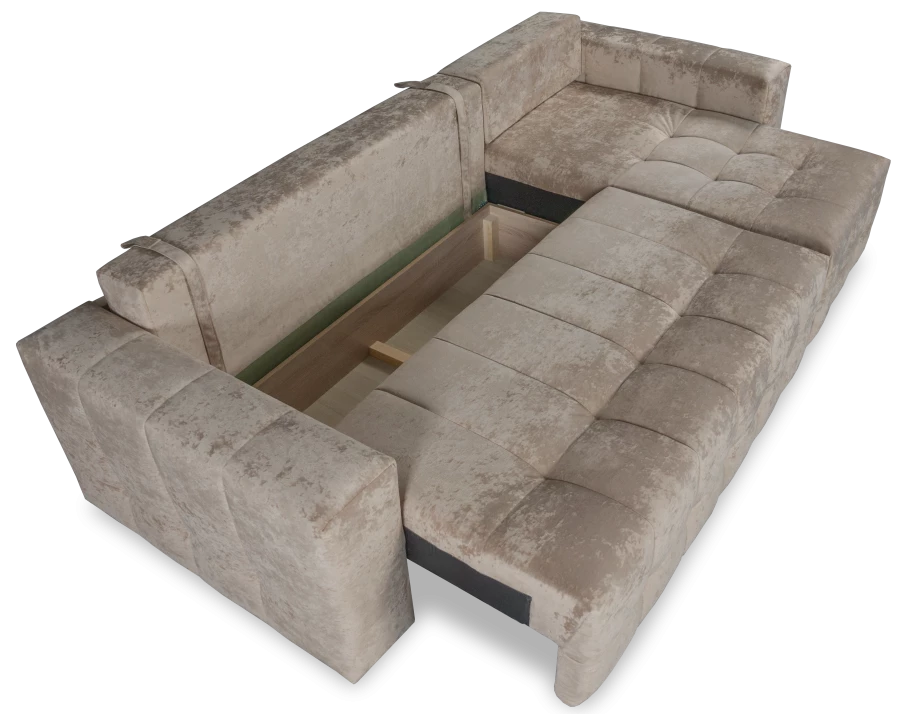 Угловой диван-кровать Реал, бежевый, 228х160х97 см (изображение №6)