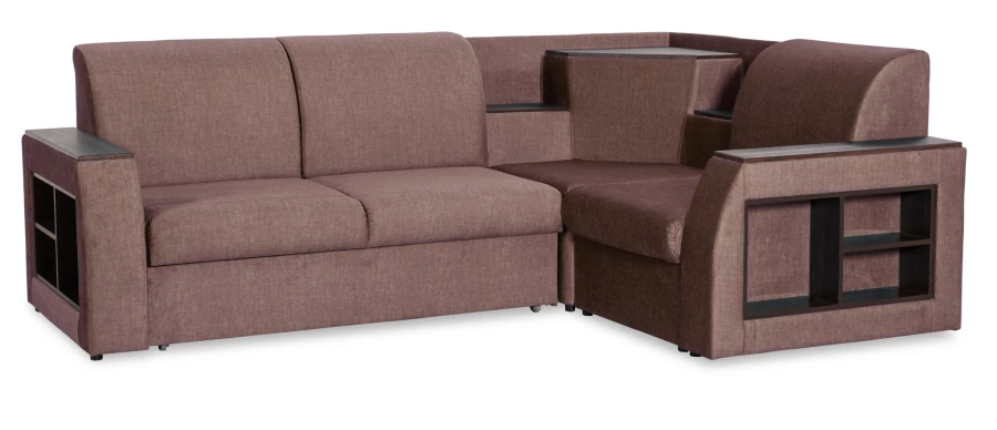 Угловой диван-кровать Сенатор, коричневый, 260х187х92 см (изображение №3)