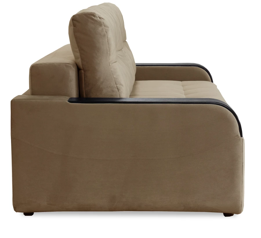 Диван-кровать Татьяна 5 БД Optima велюровый, раскладной, с ящиком для белья, механизм Еврокнижка,  бежевый велюр, 234х117х100см (изображение №4)