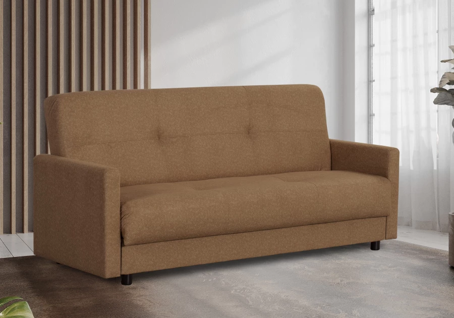 Диван-кровать Квин, раскладной, с ящиком для белья,  коричневый-велюр, 216х84х85 см (изображение №11)