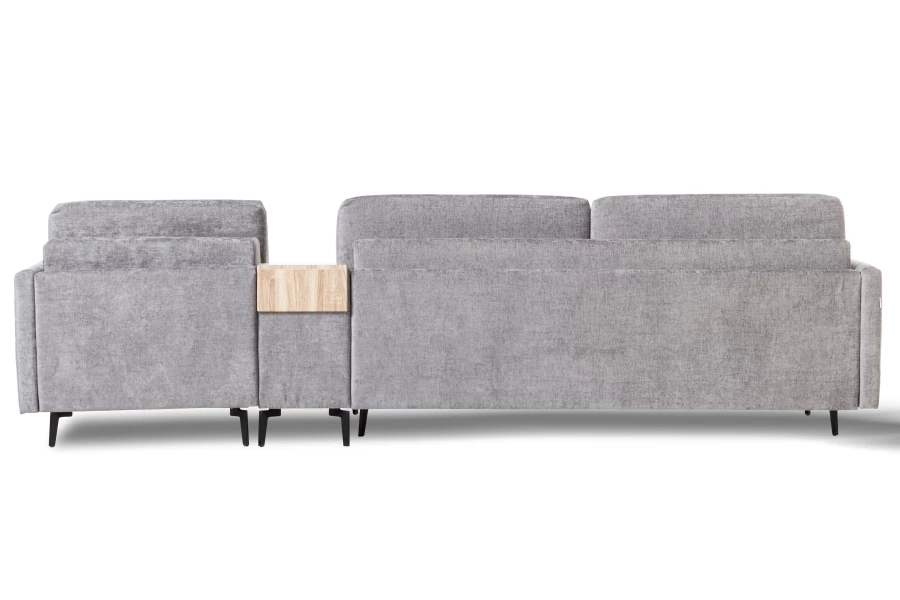 Диван-кровать Тенериф 2, велюровый, раскладной, серый шенилл, 334х156х93 см (изображение №5)