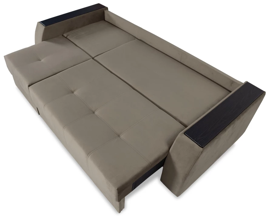 Прямой диван-кровать Спинер, раскладной, песочно-серый, 256х108х90 см (изображение №11)