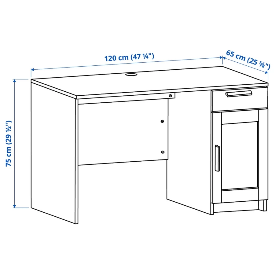 Письменный стол - IKEA BRIMNES / БРИМНЕС ИКЕА,  120х65 см,   белый (изображение №6)