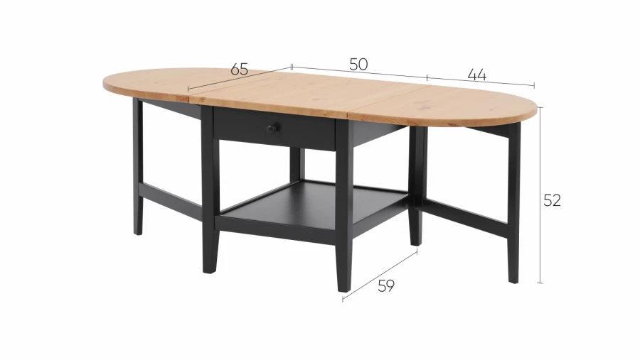 Стол журнальный с ящиком - аналог ИКЕА / ARKELSTORP/АРКЕЛЬСТОРП/ВУХТЫМ / IKEA , 140x65x52 см, черный/светло-коричневый (изображение №3)