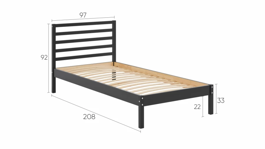 Кровать - аналог IKEA IDANAS/IDANÄS/ТИРАНА/ИКЕА 90х200 см, черный (изображение №5)