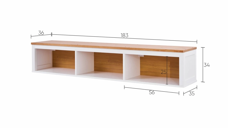 Полка навесная - аналог IKEA HEMNES / ХЕМНЭС/ ХЕМНЕС / КЫМОР / ИКЕА 183х34х37 см, белый/светло-коричневый (изображение №5)