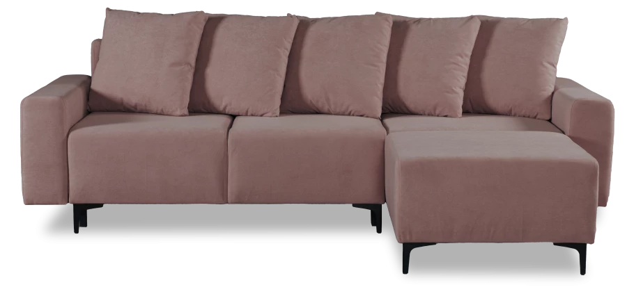 Угловой диван-кровать Халиф, механизм Пантограф, розово-сиреневый велюр, 261х102х96 см (изображение №4)