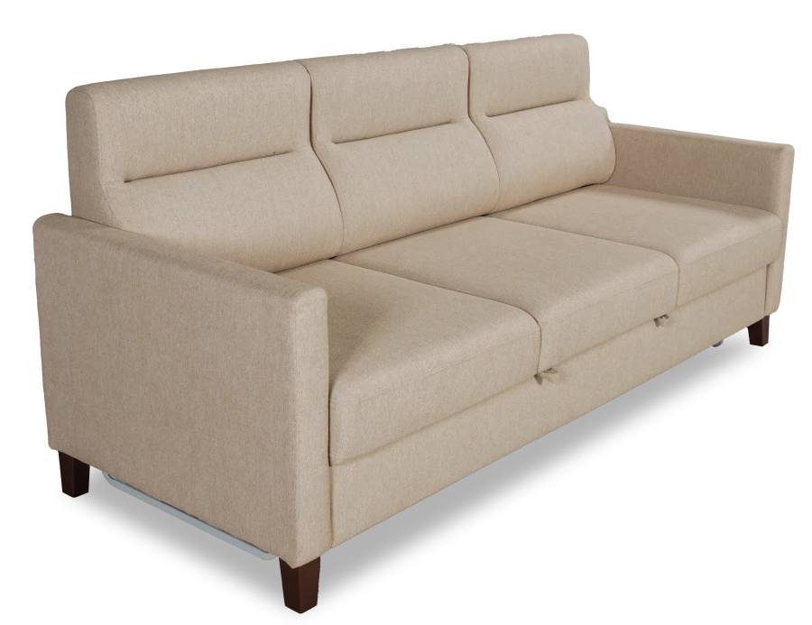 Прямой диван-кровать Марсель, велюровый, светло-песочный, 223х90х99 см (изображение №2)