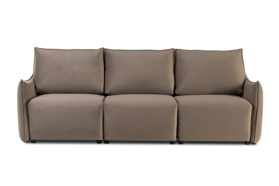 Диван-кровать Френк , велюровый, раскладной, кофейно-песочно-серый, 255х121х95 см (изображение №2)