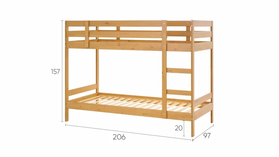 Кровать двухъярусная - аналог IKEA MYDAL/ МИДАЛ/ ОШ / ИКЕА, 90x200 см, светло-коричневый (изображение №5)