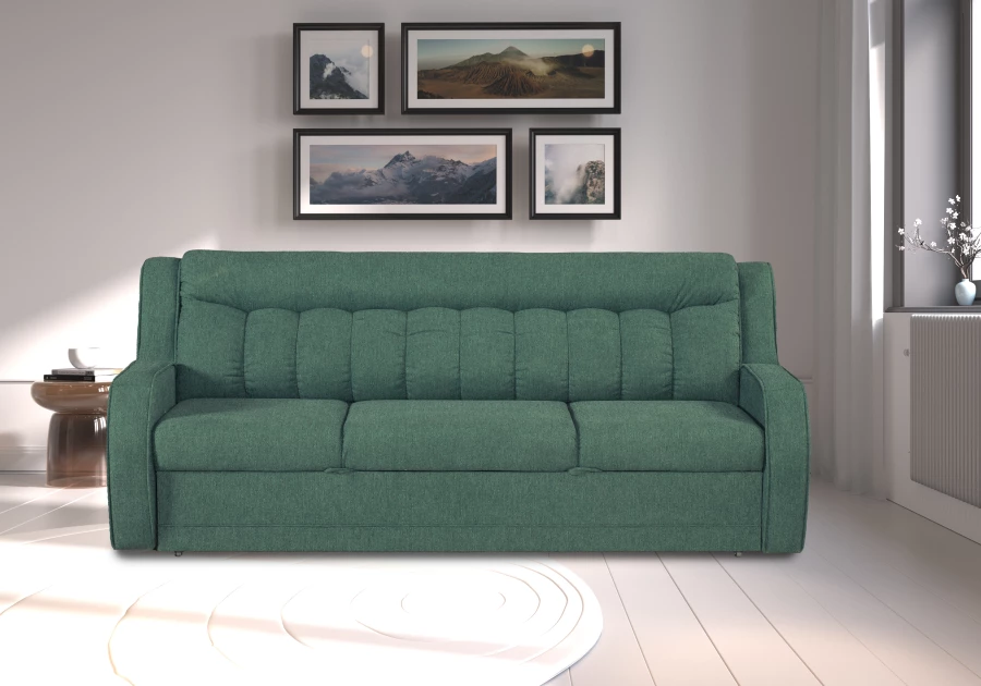 Прямой диван-кровать Блистер, раскладной, зеленый, 231х96х96 см (изображение №10)