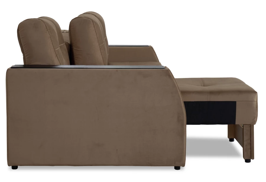 Прямой диван-кровать Спинер, раскладной, коричневый, 256х108х90 см (изображение №11)