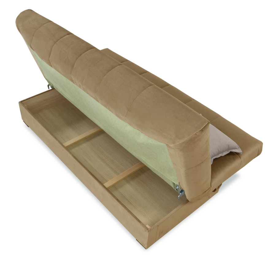 Прямой диван-кровать Аккорд, велюровый, раскладной, какао, 192х100х95 см (изображение №10)