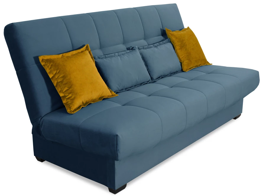 Прямой диван-кровать Аккорд, велюровый, раскладной, темно-синий, 192х100х95 см (изображение №8)