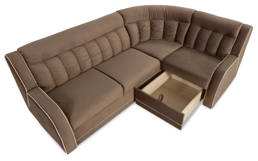 Угловой диван-кровать Блистер 2, коричневый, 259х183х97 см (изображение №11)