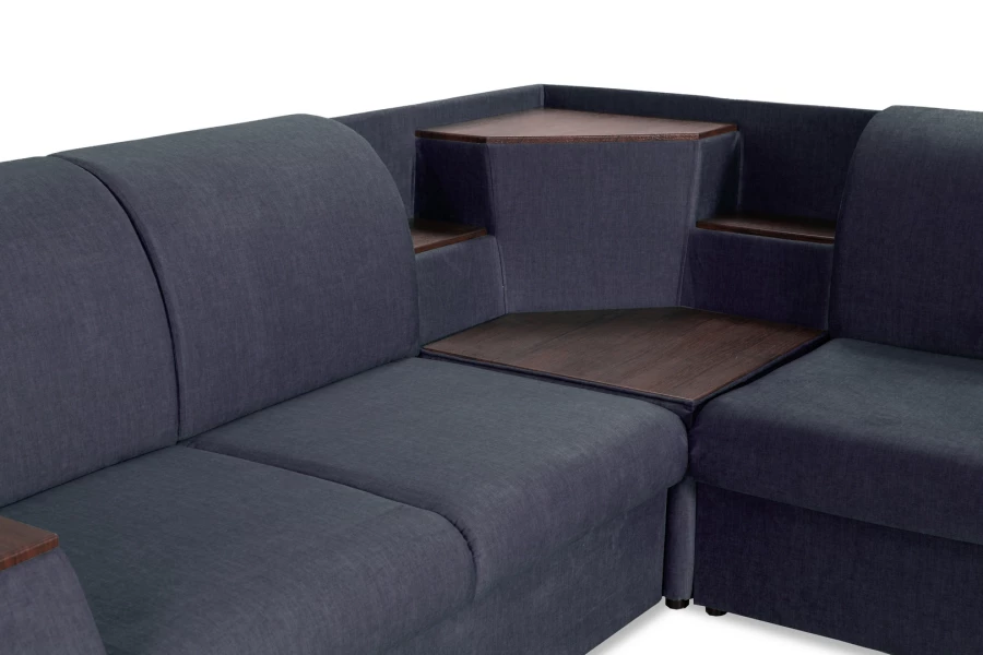 Угловой диван-кровать Сенатор, темно-синий, 260х187х92 см (изображение №7)