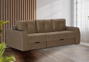 Второе фото. Прямой диван-кровать Спинер, раскладной, коричневый, 256х108х90 см