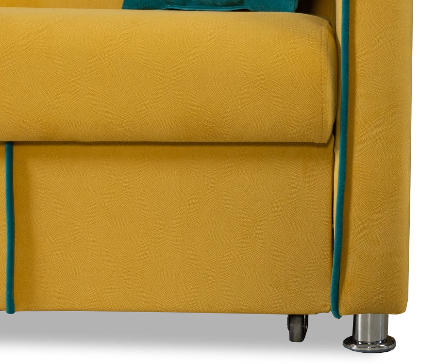 Прямой диван-кровать Милан, велюровый, раскладной, горчично-желтый, 149х99х91 см (изображение №3)