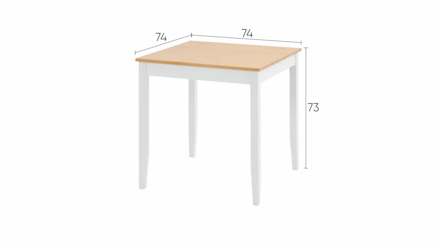 Кухонный стол  -  аналог IKEA /ЛЫМ/ ИКЕА, 74x74см, белый/светло-коричневый (изображение №3)