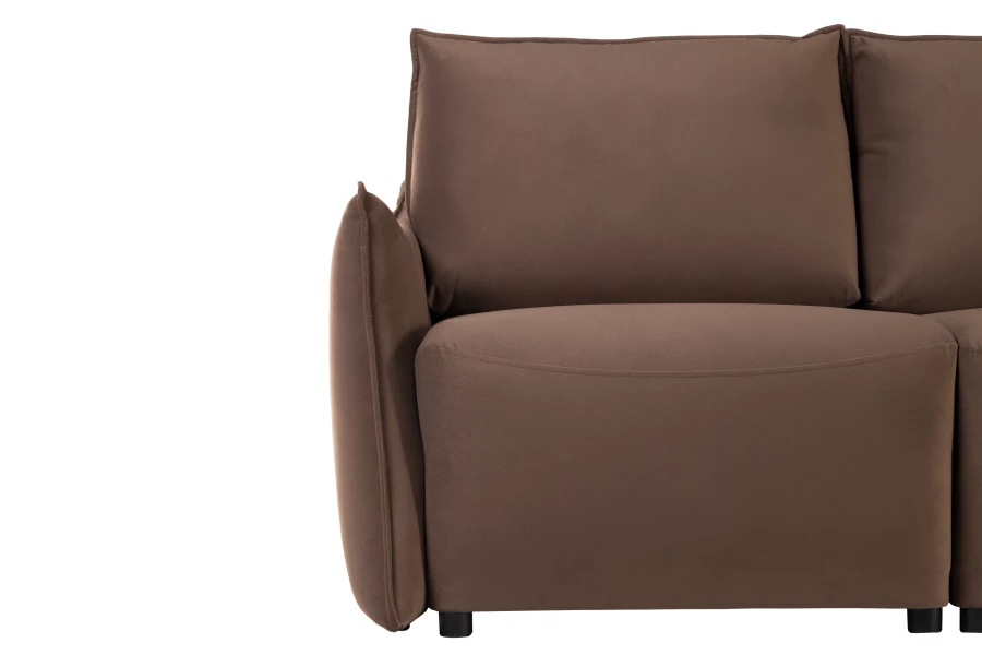 Диван-кровать Френк , велюровый, раскладной, темно-коричневый, 255х121х95 см (изображение №3)