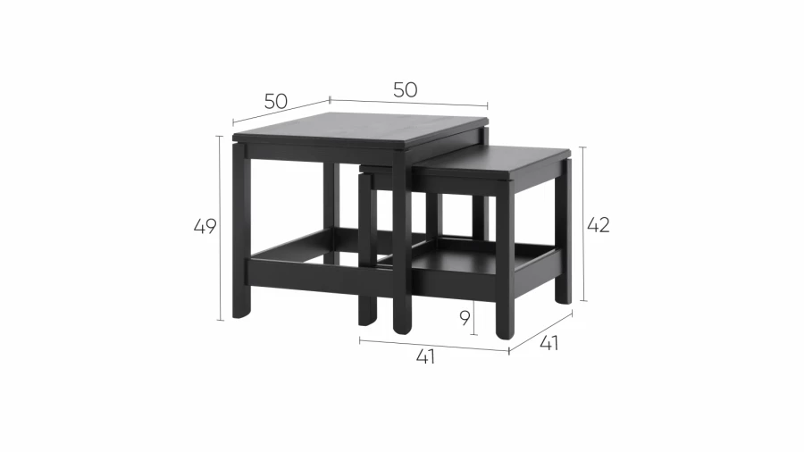 Комплект столов - аналог ИКЕА HEMNES / ХЕМНЭС/ ХЕМНЕС / КОДЗУВ / IKEA , 2 шт, черный (изображение №4)