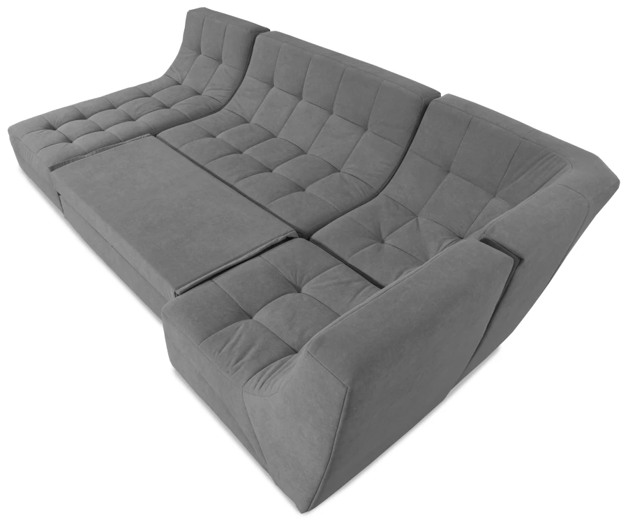 Угловой диван-кровать Палладиум 2, модульный, темно-серый, 325х185х88 см (изображение №8)